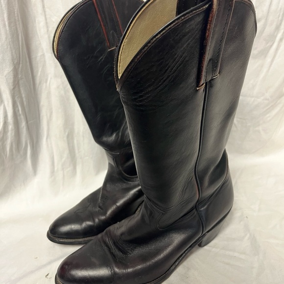 Classic Black Leather Cowboy Boots 10.5 D made in usa unlabeled - Picture 3 of 6